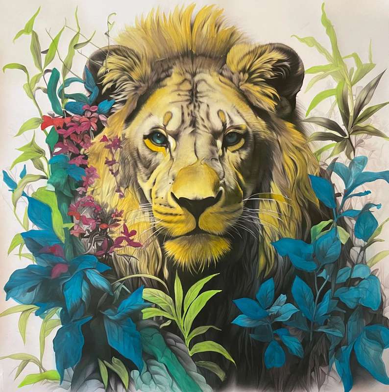 Fine Art - Leafy Lion 595 x 595mm