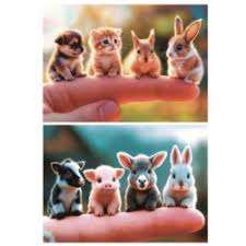Puzzle 2 x 20pc Baby Animals (animals on human finger)(Educa