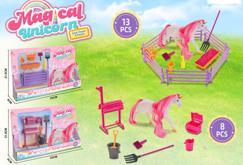 Pink & Purple Horse Ranch Playset 13pc