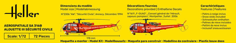 Aerospatiale Alouette III Civil (scale 1 : 72) (Heller)