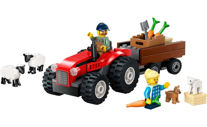 60461 Red Farm Tractor w Trailer & Sheep City