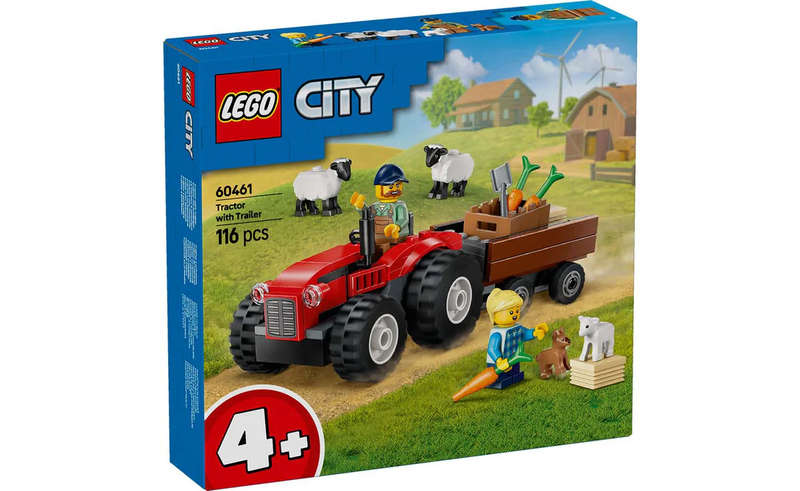 60461 Red Farm Tractor w Trailer & Sheep City