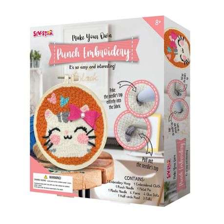 Sew Star Punch Embroidery Cat Craft Kit (Boxed)