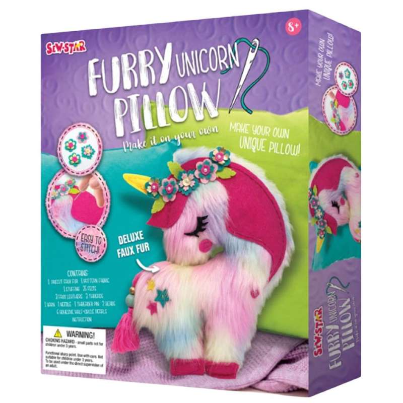 Sew Star Furry Unicorn Pillow Sewing Craft Kit (Boxed)