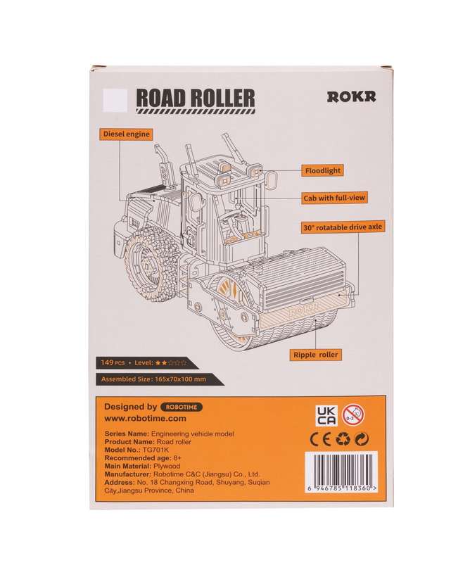 Puzzle 3D Road Roller (Wooden)