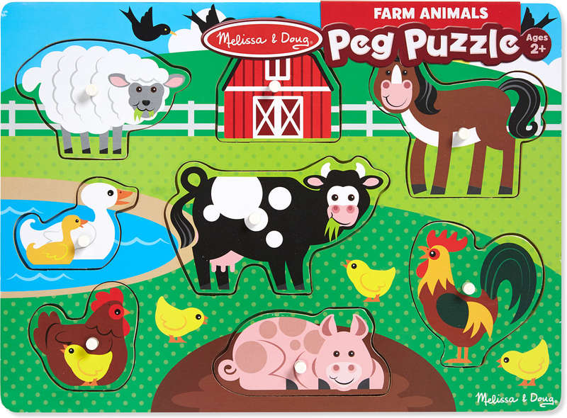 Farm animal with picture under peg puzzle