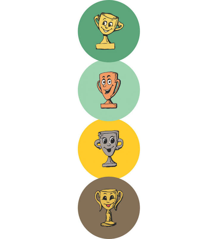 Stickers Smiling Trophies 60pc