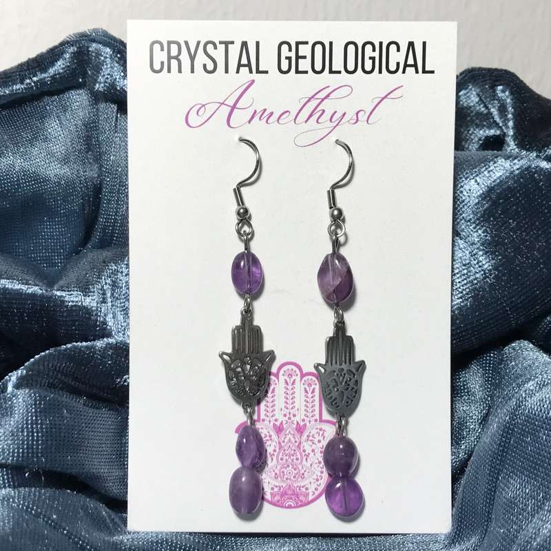 Amythest Beaded Earring Pair