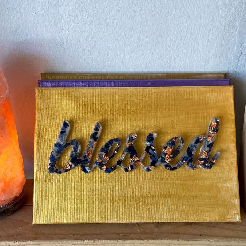 Assorted Gemstone Resin blessed Signs on Canvas