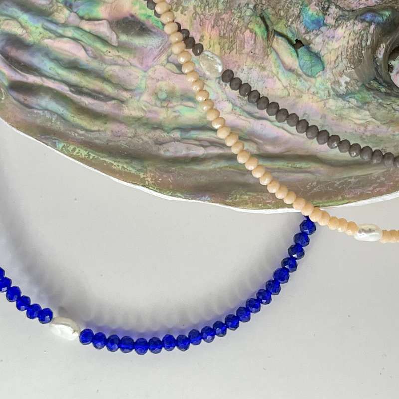 Assorted Faceted Glass and Single Pearl Necklaces