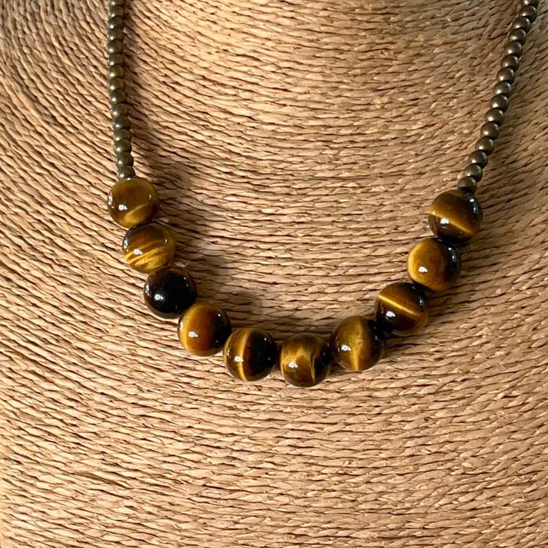 Tigers Eye & Gold Beaded Necklace