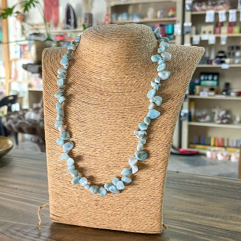 Larimar Chip Bead Necklace with Silver Clasp