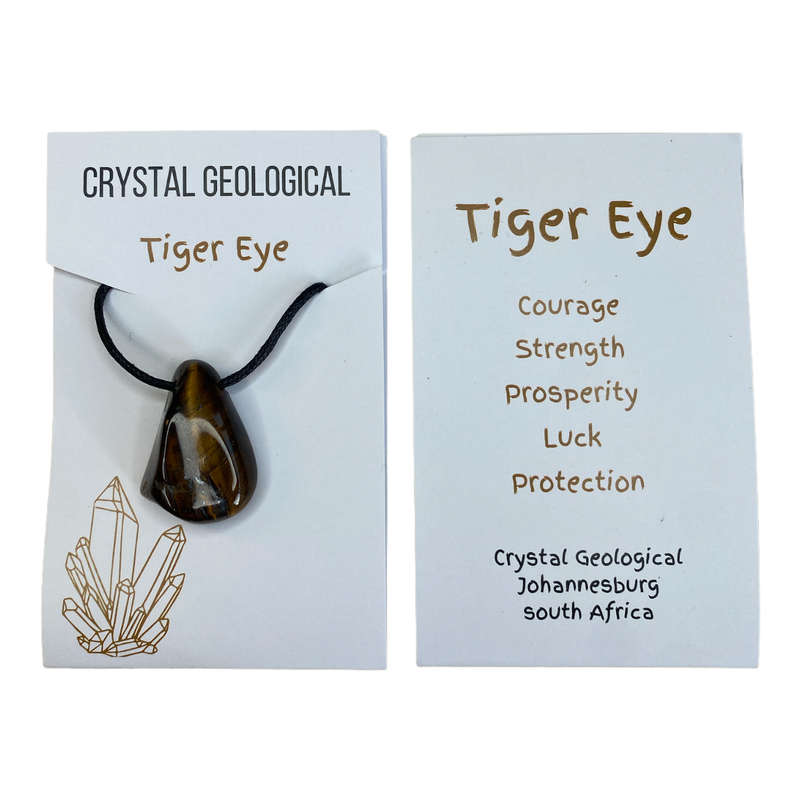Assorted Tumble Gemstone Necklace on Black Cord - Crystal Geological