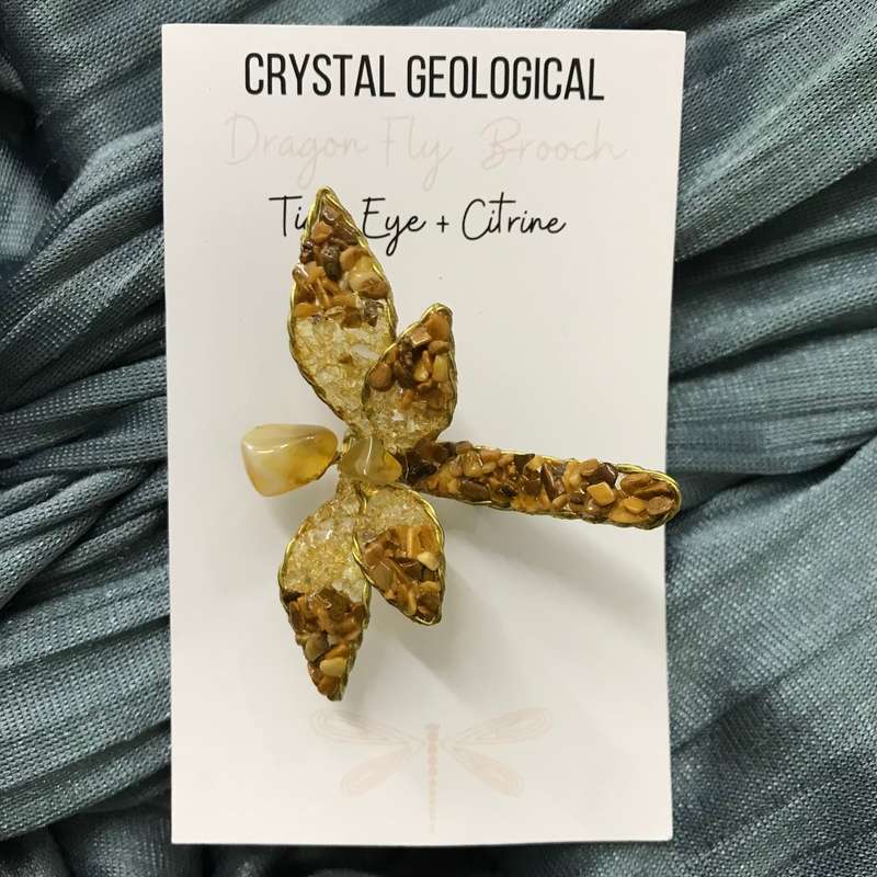 Assorted Gemstone Dragonfly Brooch