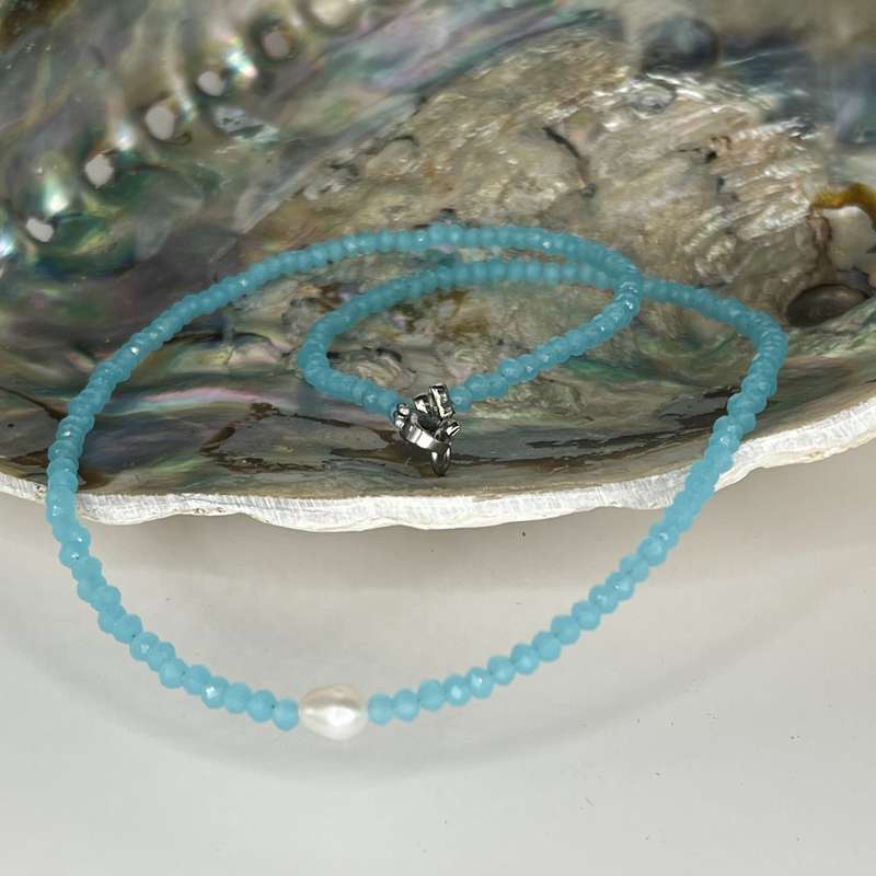 Assorted Faceted Glass and Single Pearl Necklaces