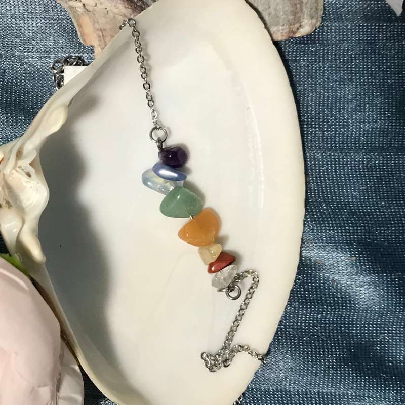 Chakra Gemstone Bracelet on Stainless Steel Chain