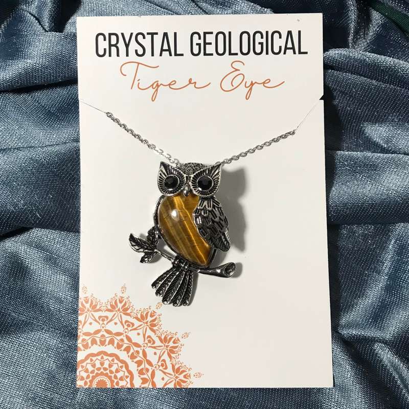 Assorted Gemstone Owl Pendants with Chain
