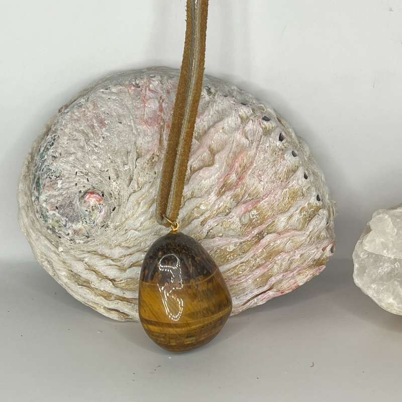 Assorted Gemstone Pendants on Leather Strips - 84cm