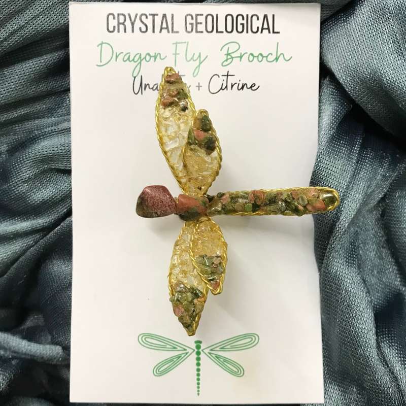 Assorted Gemstone Dragonfly Brooch