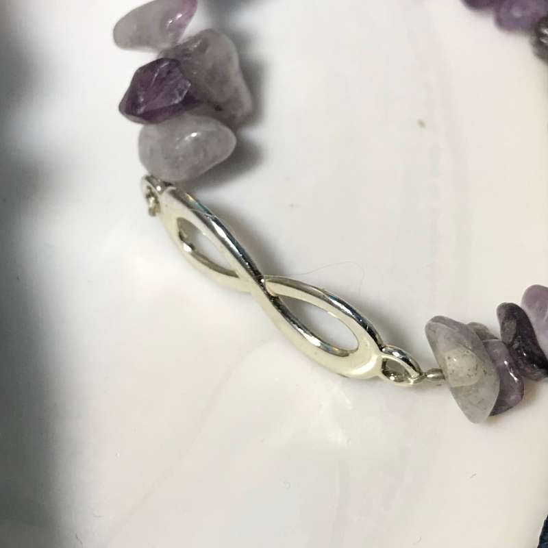 Amethyst Chip Bead Infinity Bracelet