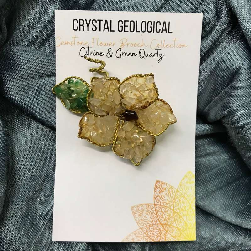 Assorted Gemstone Flower Brooch