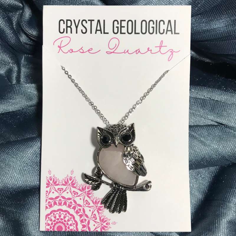 Assorted Gemstone Owl Pendants with Chain