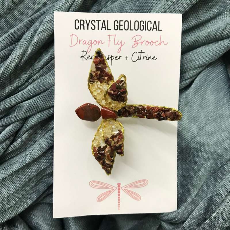 Assorted Gemstone Dragonfly Brooch