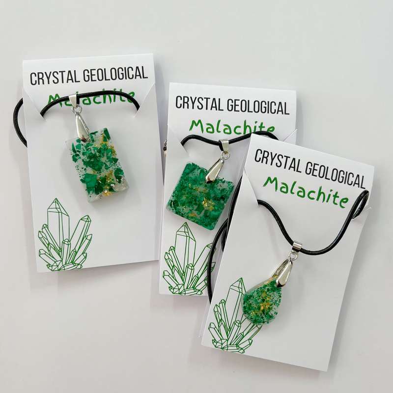 Assorted Resin Gemstone Pendants on Black Cord