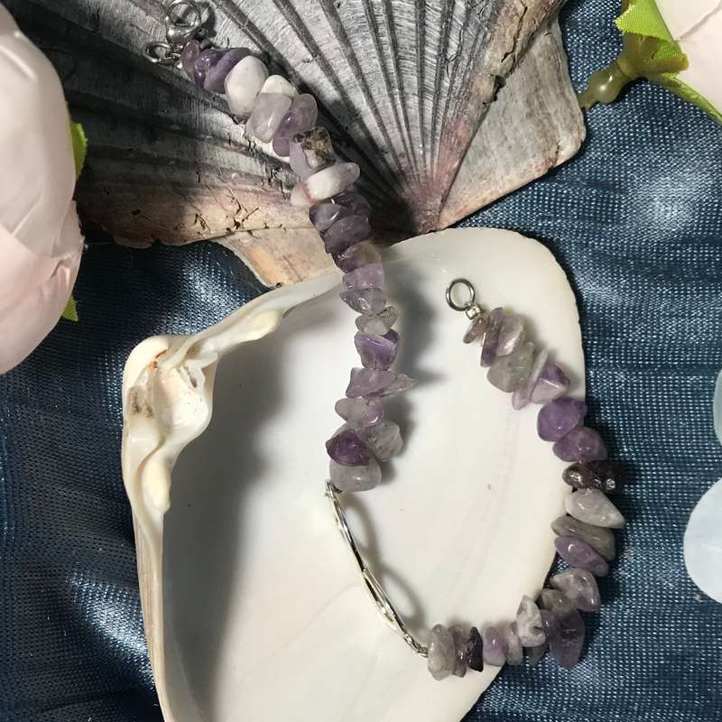 Amethyst Chip Bead Infinity Bracelet