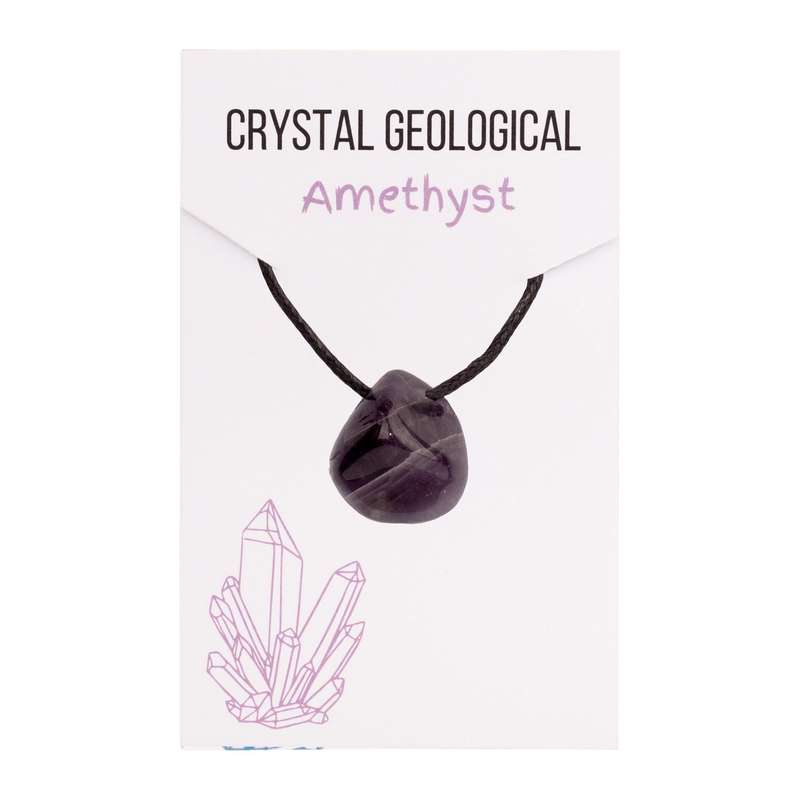 Assorted Tumble Gemstone Necklace on Black Cord - Crystal Geological