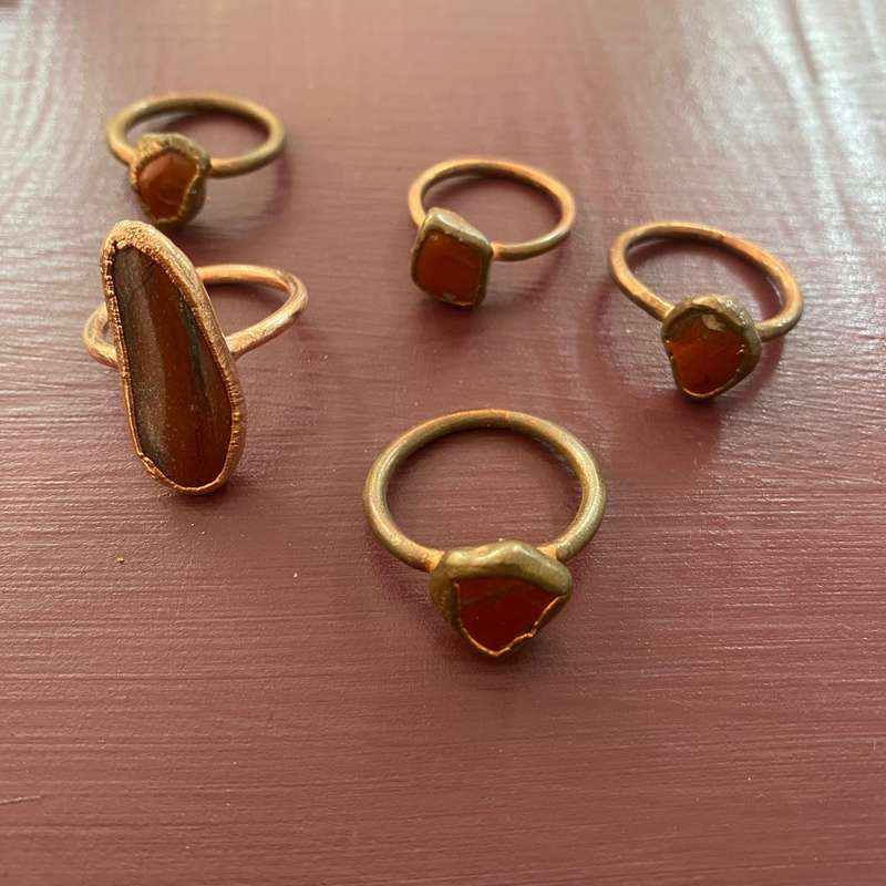 Assorted Red Jasper - Copper Ring