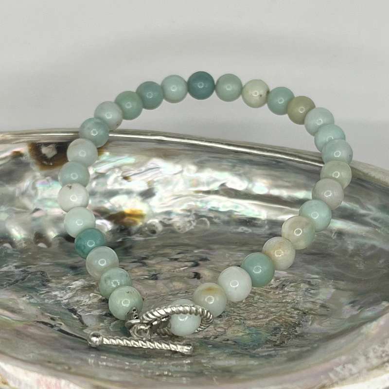 Amazonite Round Bead Bracelet  with Clasp