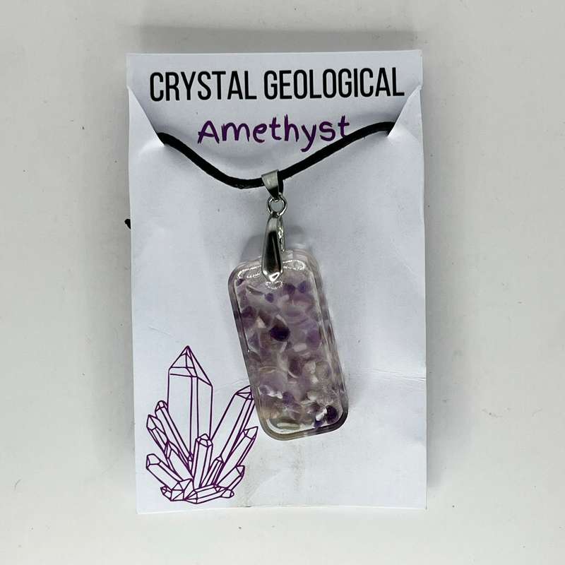 Assorted Resin Gemstone Pendants on Black Cord