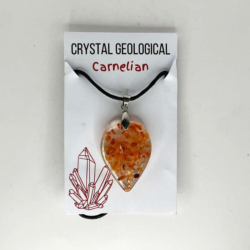 Assorted Resin Gemstone Pendants on Black Cord