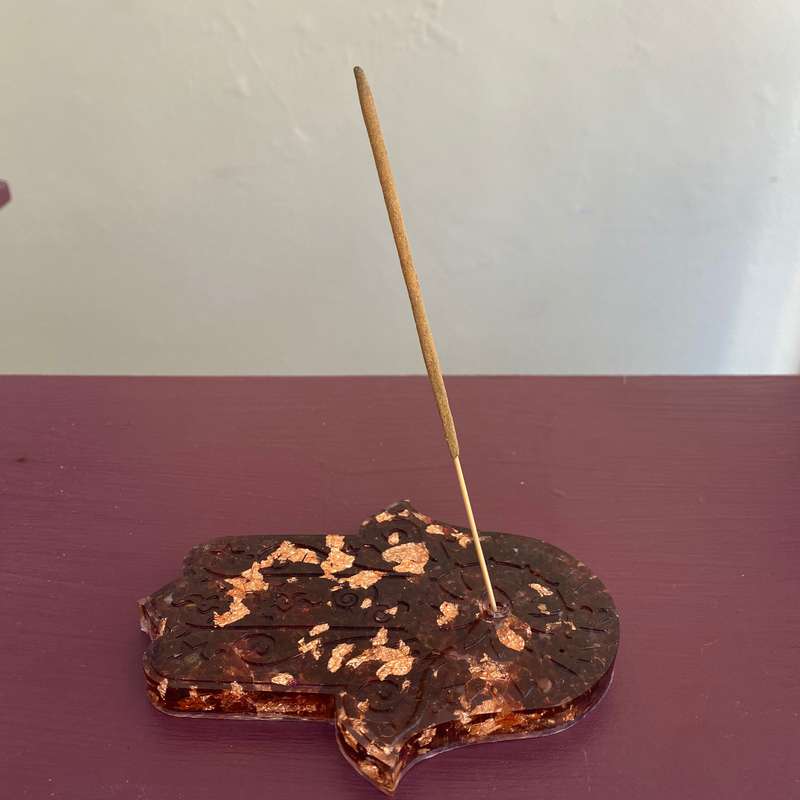 Garnet Copper Leaf Incense Holder - 12cm