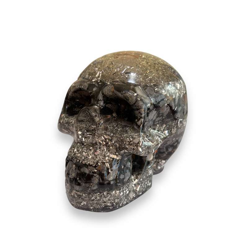 Orgonite Snowflake Obsidian Skull - 8cm