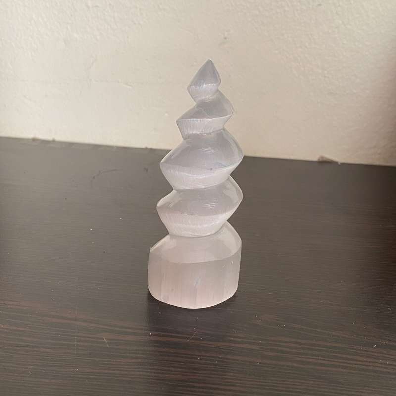 Selenite Spiral Tower -10cm