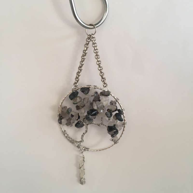 Tourmalated Quartz Silver Suncatcher with Crystal Point
