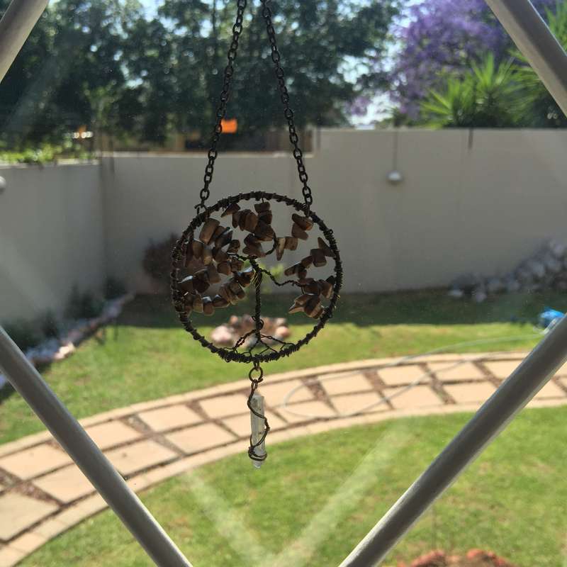 Picture jasper Copper Suncatcher with Crystal Point