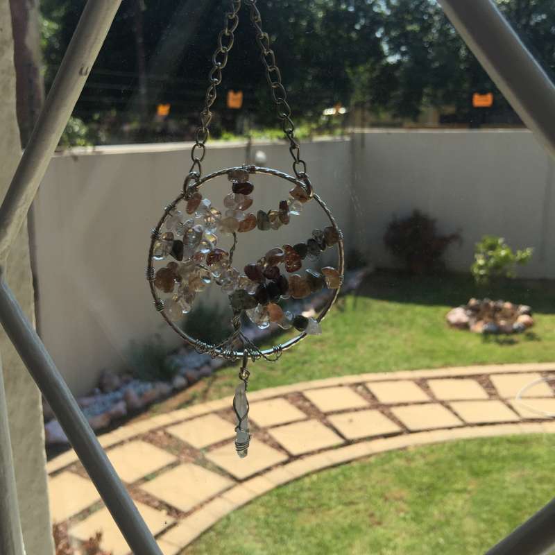 Rutilated Quartz Silver Suncatchers with Crystal Point