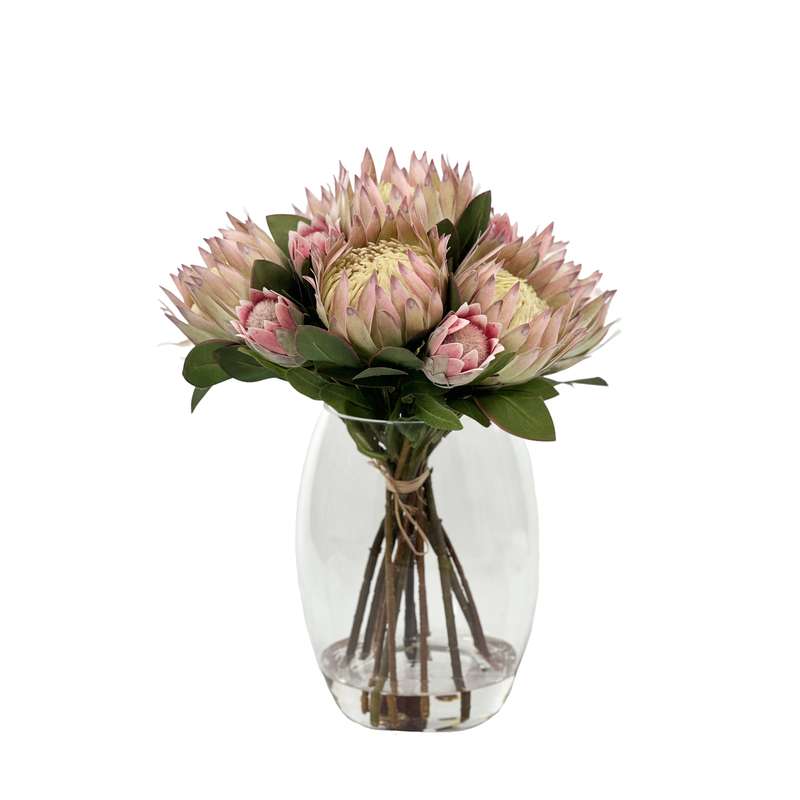 Green and Pink Protea Silk Flower Arrangement