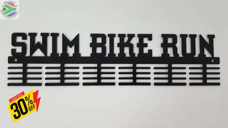 Swim Bike Run Words 48 tier medal hanger