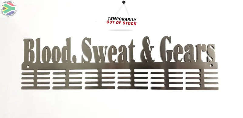 Blood Sweat & Gears Words 48 tier medal hanger