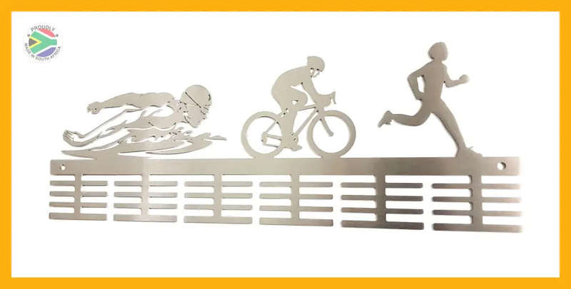 Man Swim Bike Run Triathlon 48 tier medal hanger