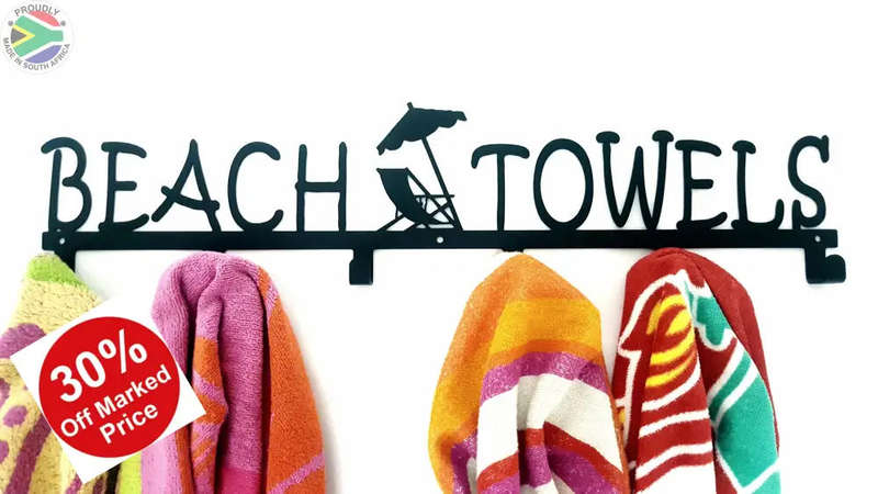 Beach Towels 6 hook towel hanger Large in Stainless steel or Black