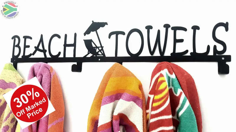 Beach Towels 6 hook towel hanger Large in Stainless steel or Black