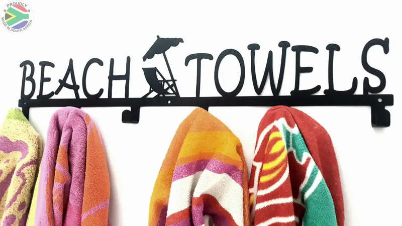 Beach Towels 6 hook towel hanger Large in Stainless steel or Black