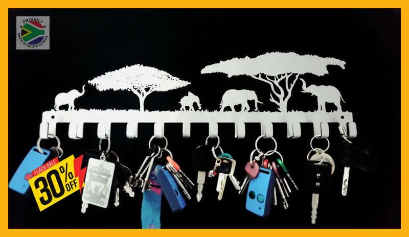 Elephants under the trees 12 hook Key hook