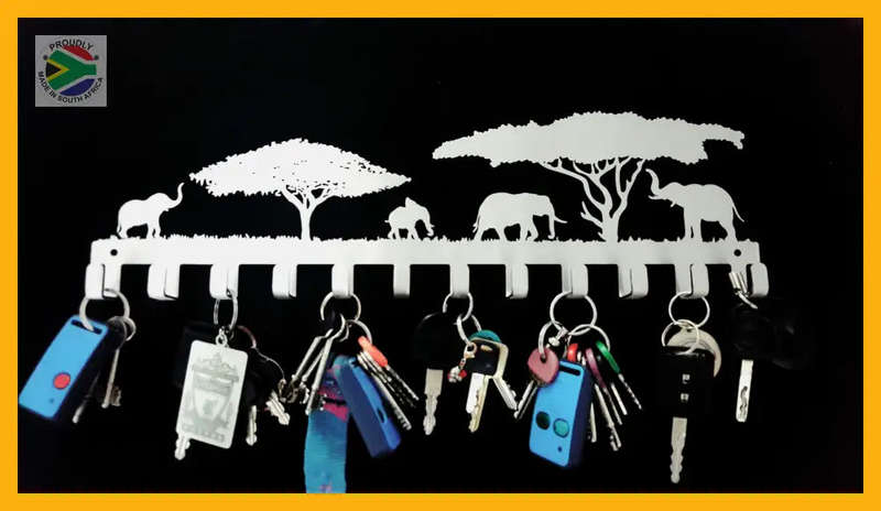 Elephants under the trees 12 hook Key hook