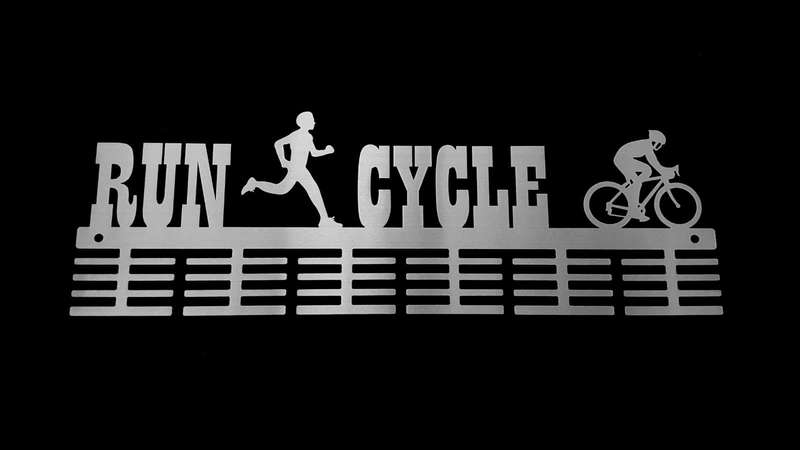 Man Run Cycle Duathlon 48 tier medal hanger